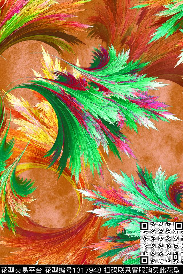 数码华亿平台抽象花卉春夏华亿平台数码印花华亿平台下载（图片编号: 1317948） - 瓦栏（Walan）