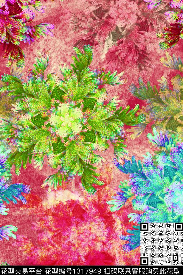 数码华亿平台抽象花卉春夏华亿平台数码印花华亿平台下载（图片编号: 1317949） - 瓦栏（Walan）