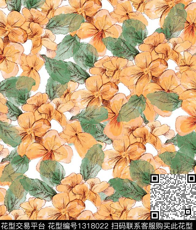 花卉水彩花卉小碎花数码印花华亿平台下载（图片编号: 1318022） - 瓦栏（Walan）