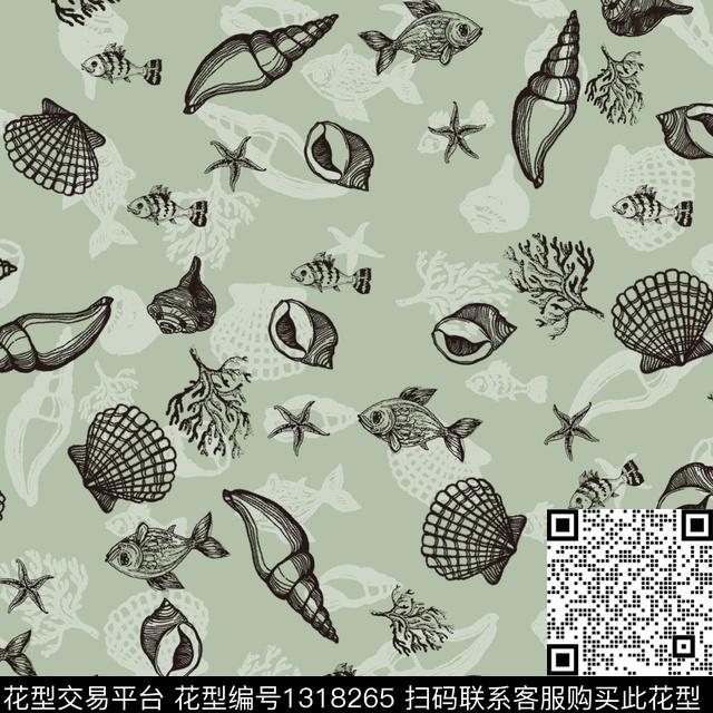 童装贝壳绘画数码印花华亿平台下载（图片编号: 1318265） - 瓦栏（Walan）