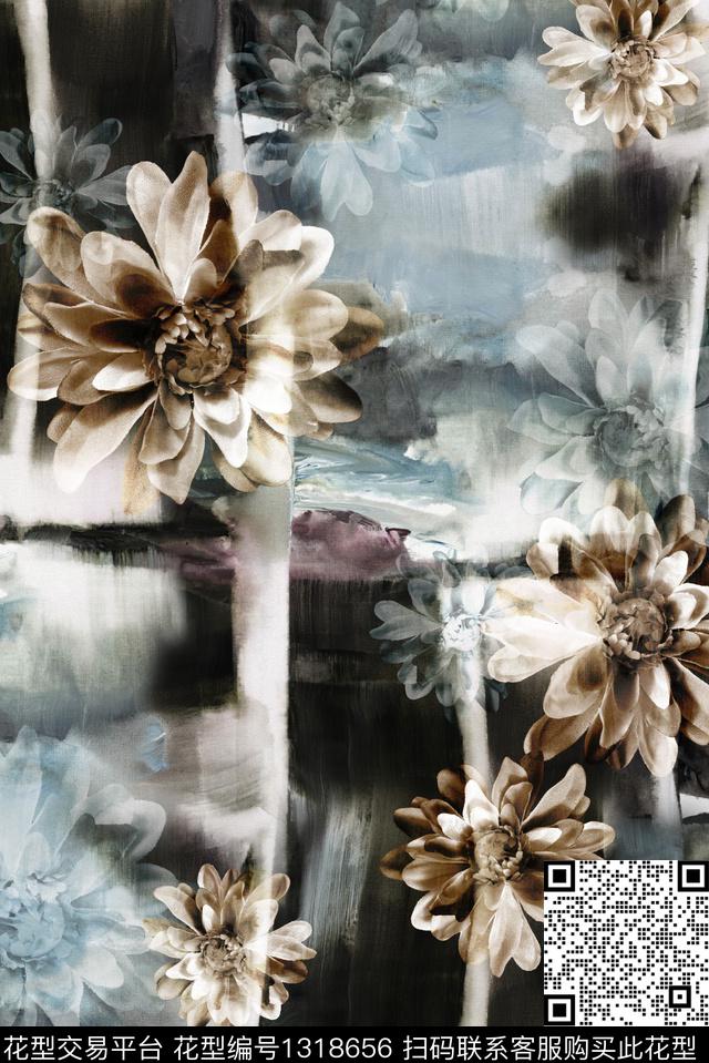 抽象中老年复古数码印花华亿平台下载（图片编号: 1318656） - 瓦栏（Walan）