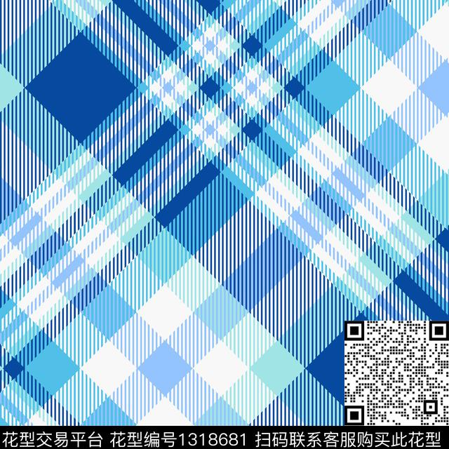 格子系列蓝色系列少女衣裙系列传统印花华亿平台下载（图片编号: 1318681） - 瓦栏（Walan）