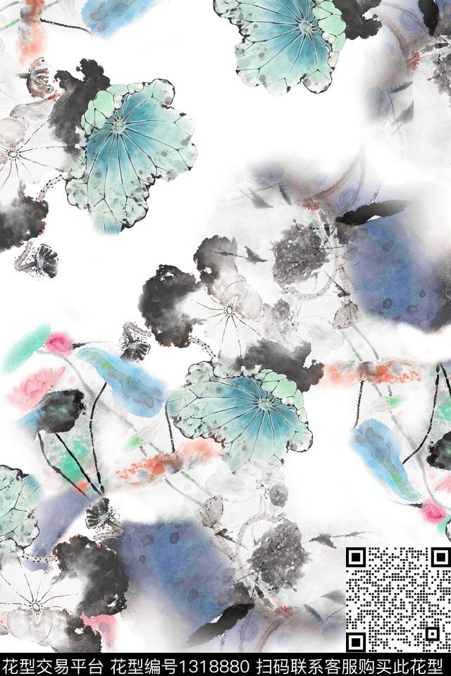 香云纱中国风真丝数码印花华亿平台下载（图片编号: 1318880） - 瓦栏（Walan）