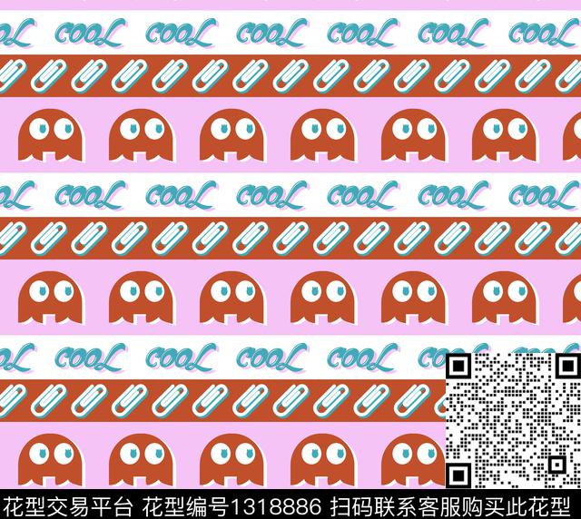 卡通人物几何条纹传统印花华亿平台下载（图片编号: 1318886） - 瓦栏（Walan）