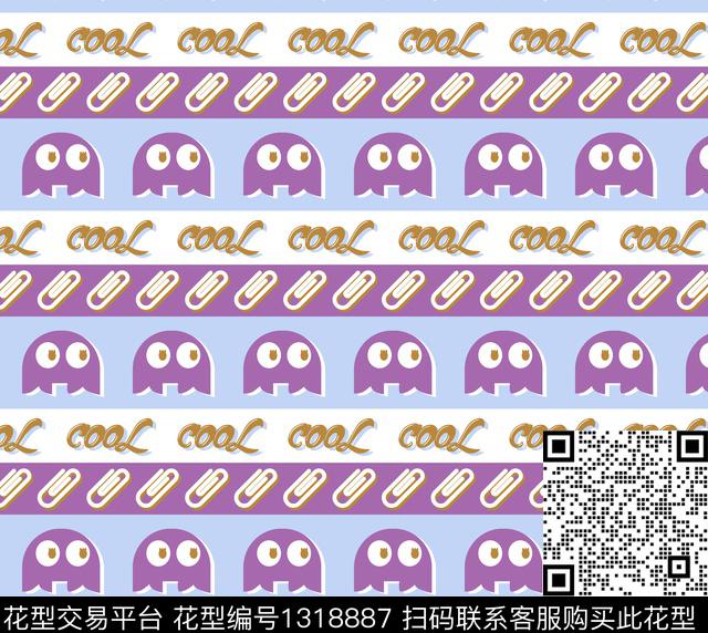 卡通人物几何条纹传统印花华亿平台下载（图片编号: 1318887） - 瓦栏（Walan）