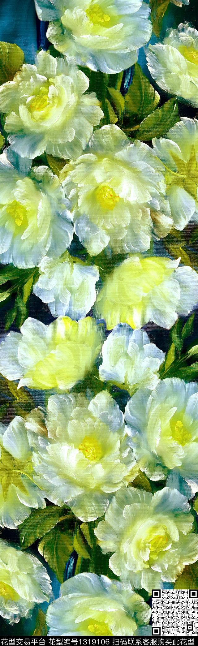 荷花牡丹向日葵中国风数码印花华亿平台下载（图片编号: 1319106） - 瓦栏（Walan）