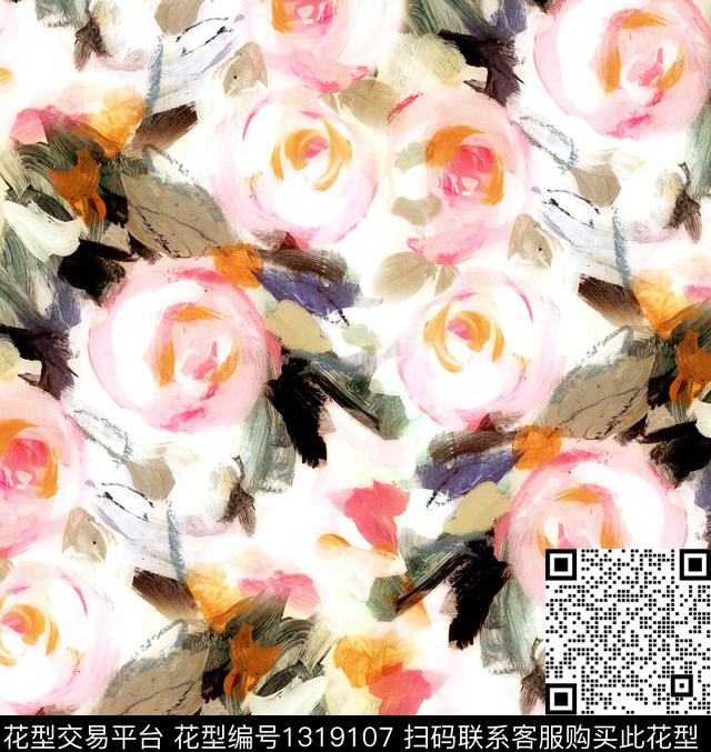 玫瑰花数码印花华亿平台下载（图片编号: 1319107） - 瓦栏（Walan）