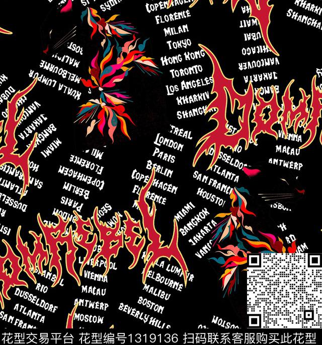 字母数码印花华亿平台下载（图片编号: 1319136） - 瓦栏（Walan）