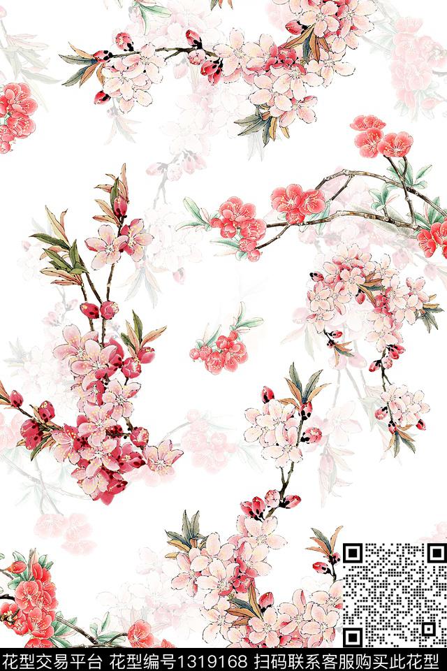 梅花香云纱桃花数码印花华亿平台下载（图片编号: 1319168） - 瓦栏（Walan）