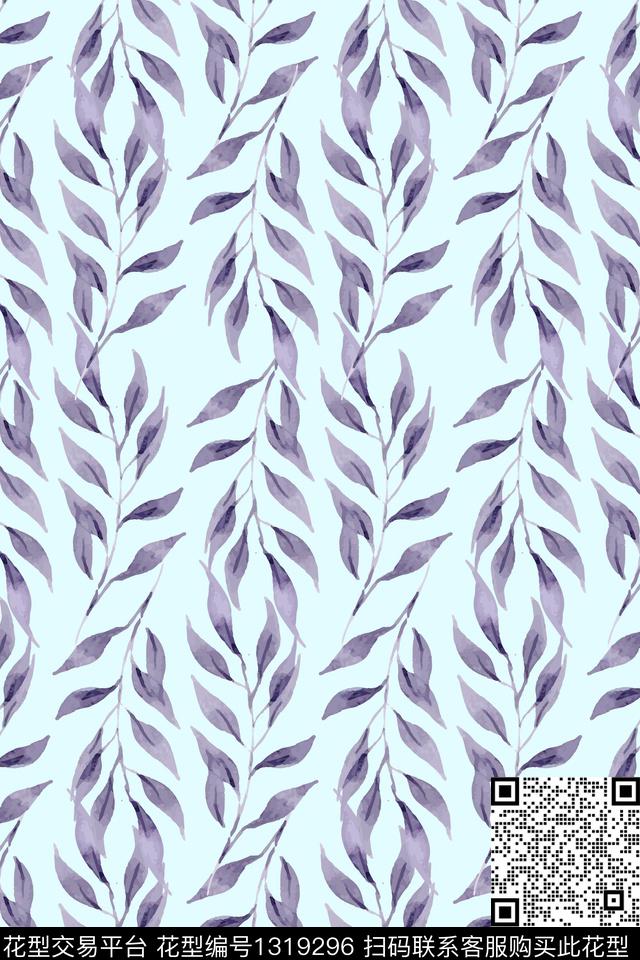 绿植树叶趋势华亿平台水彩数码印花华亿平台下载（图片编号: 1319296） - 瓦栏（Walan）