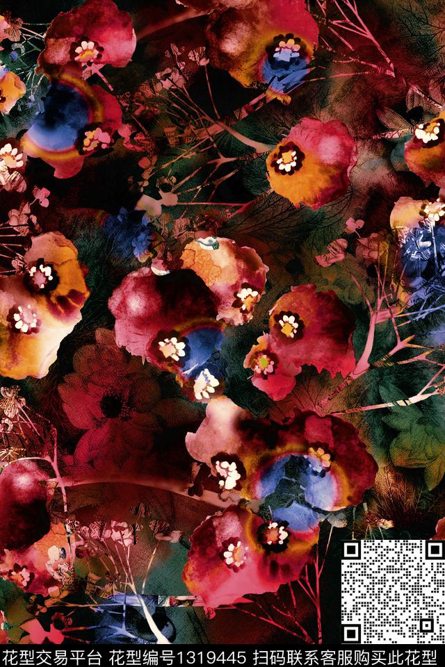 花卉大牌风小碎花数码印花华亿平台下载（图片编号: 1319445） - 瓦栏（Walan）