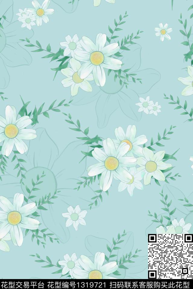 花卉小清新素雅数码印花华亿平台下载（图片编号: 1319721） - 瓦栏（Walan）