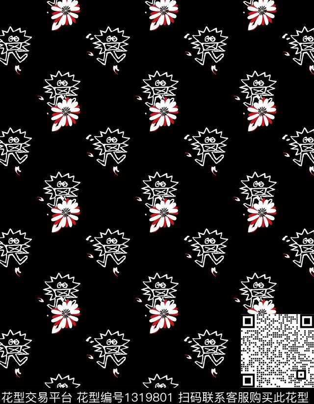 卡通人物几何男装数码印花华亿平台下载（图片编号: 1319801） - 瓦栏（Walan）