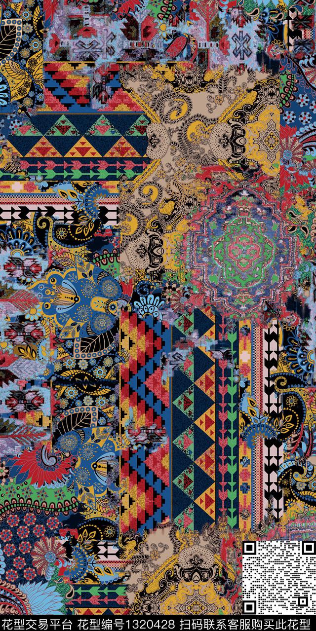 几何文艺马赛克数码印花华亿平台下载（图片编号: 1320428） - 瓦栏（Walan）