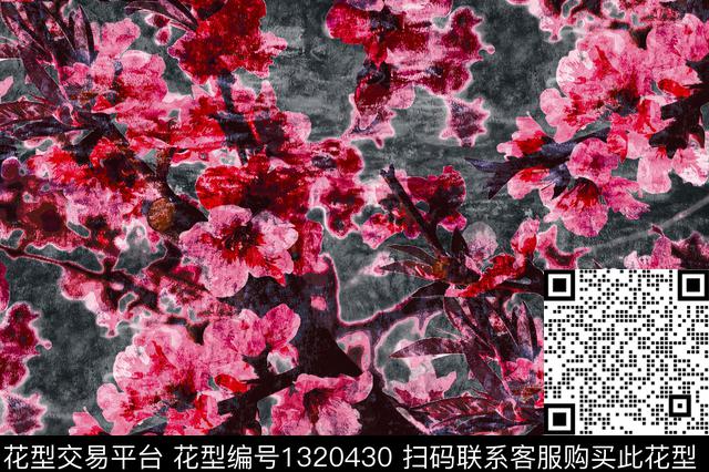 花卉大牌风数码印花华亿平台下载（图片编号: 1320430） - 瓦栏（Walan）