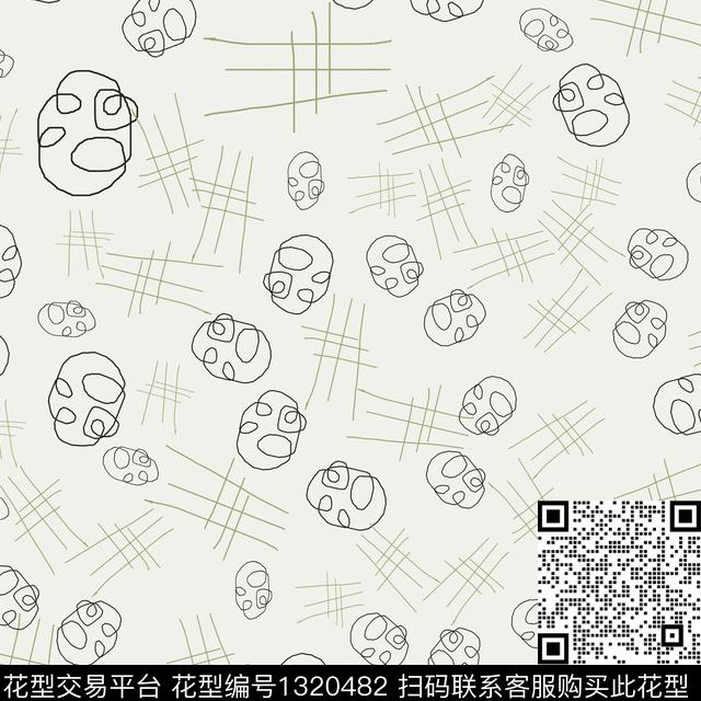 几何手绘线条笔触圆圈与波点传统印花华亿平台下载（图片编号: 1320482） - 瓦栏（Walan）