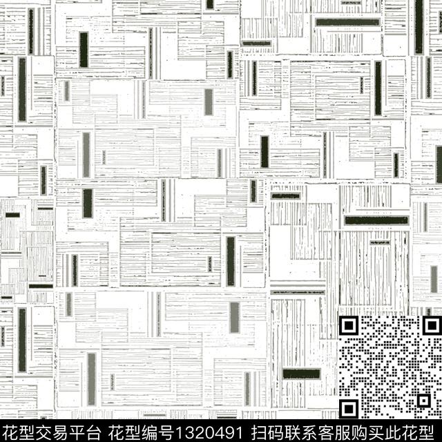 格子几何手绘线条笔触数码印花华亿平台下载（图片编号: 1320491） - 瓦栏（Walan）