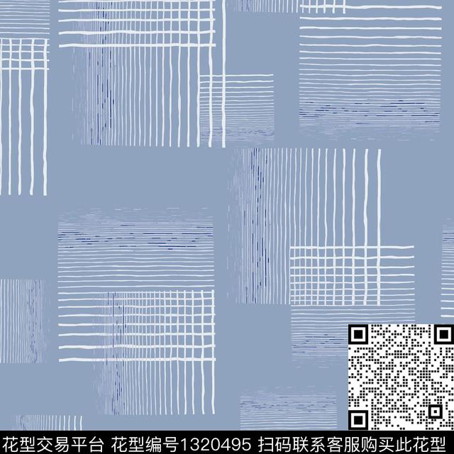 格子几何手绘线条笔触传统印花华亿平台下载（图片编号: 1320495） - 瓦栏（Walan）