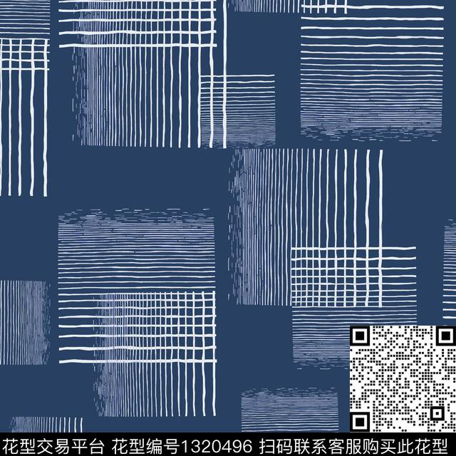 格子几何手绘线条笔触传统印花华亿平台下载（图片编号: 1320496） - 瓦栏（Walan）