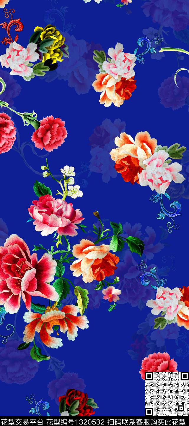 香云纱中国风真丝数码印花华亿平台下载（图片编号: 1320532） - 瓦栏（Walan）