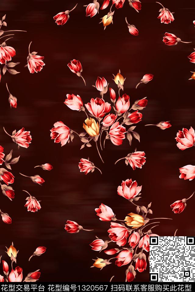 花卉大牌风休闲数码印花华亿平台下载（图片编号: 1320567） - 瓦栏（Walan）