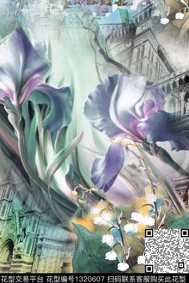 定位花潮牌抽象数码印花华亿平台下载（图片编号: 1320607） - 瓦栏（Walan）