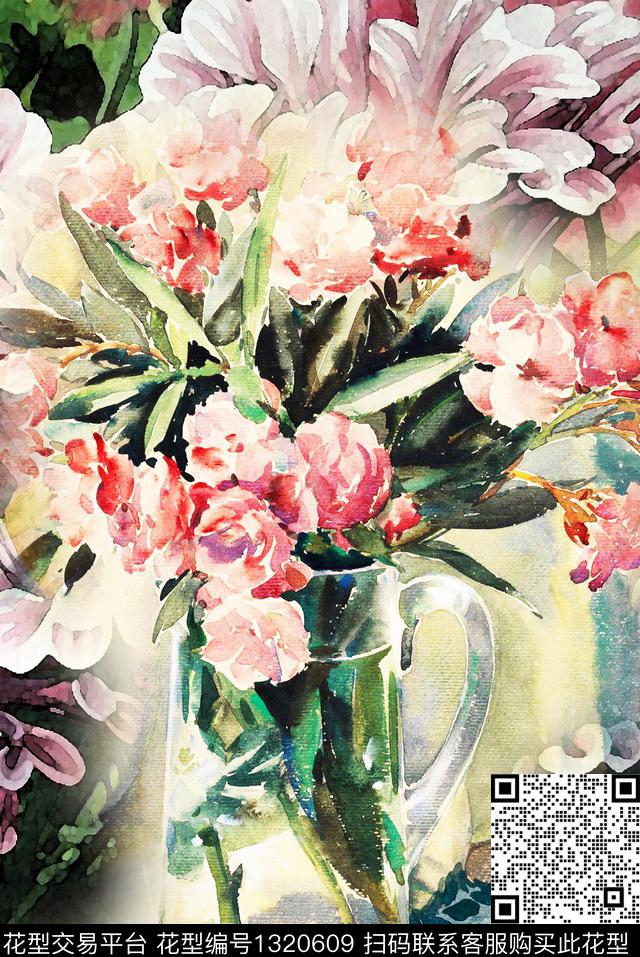 定位花潮牌抽象数码印花华亿平台下载（图片编号: 1320609） - 瓦栏（Walan）