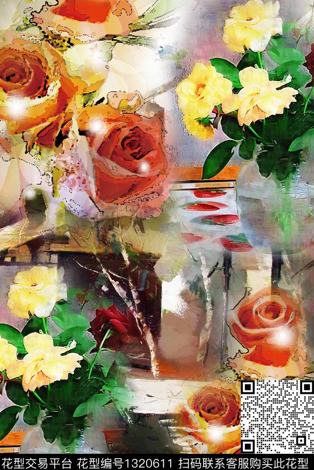 潮牌抽象欧美数码印花华亿平台下载（图片编号: 1320611） - 瓦栏（Walan）