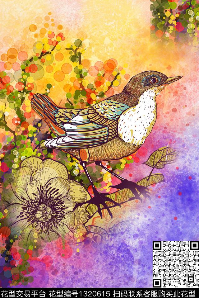 定位花潮牌抽象数码印花华亿平台下载（图片编号: 1320615） - 瓦栏（Walan）