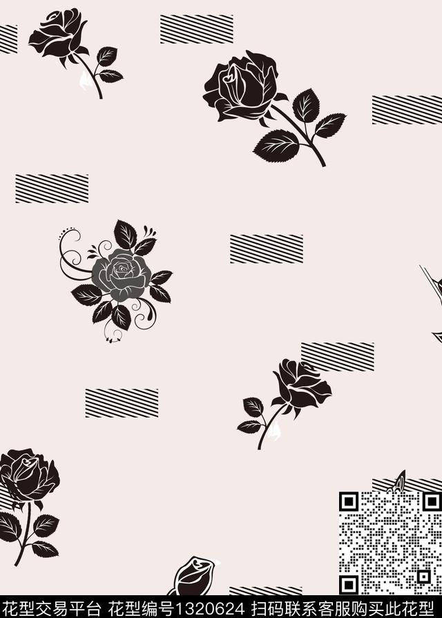 几何花卉几何大牌风数码印花华亿平台下载（图片编号: 1320624） - 瓦栏（Walan）