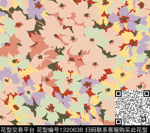 潮牌大牌风抽象传统印花华亿平台下载（图片编号: 1320638） - 瓦栏（Walan）