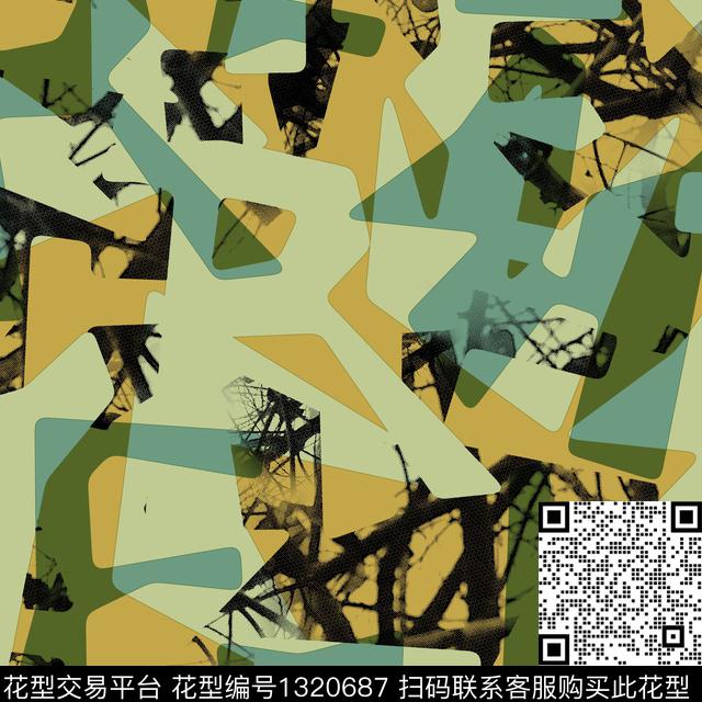 纸印花几何迷彩传统印花华亿平台下载（图片编号: 1320687） - 瓦栏（Walan）