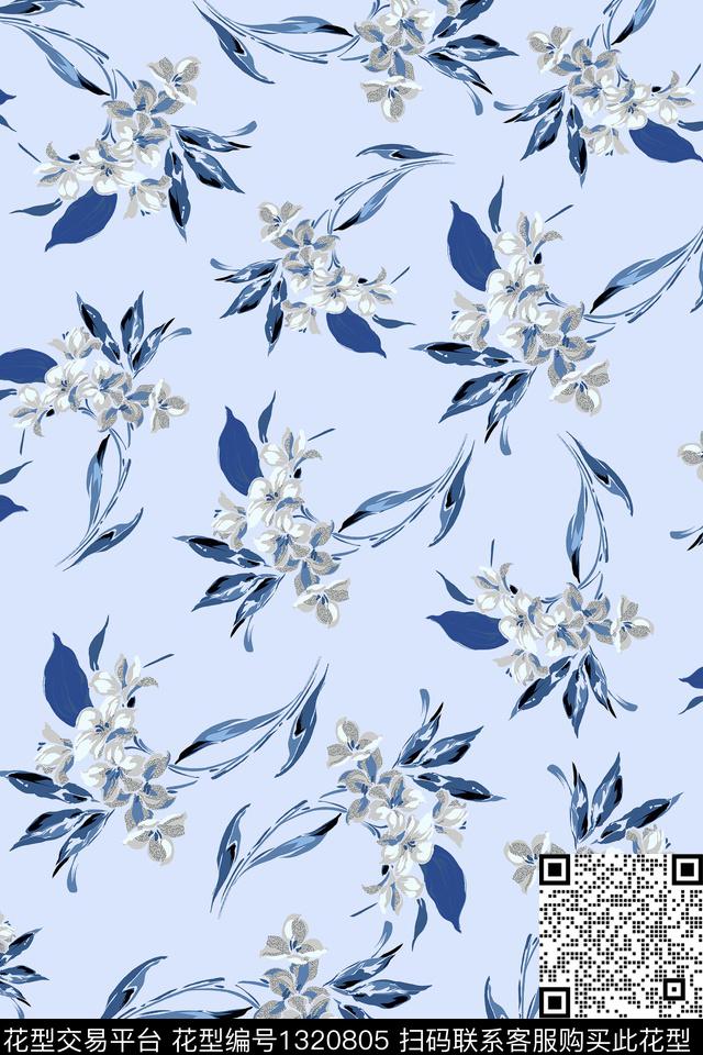 趋势华亿平台花卉小碎花数码印花华亿平台下载（图片编号: 1320805） - 瓦栏（Walan）