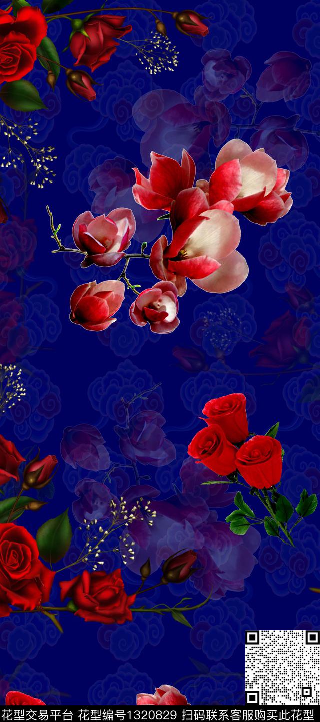 香云纱中国风真丝数码印花华亿平台下载（图片编号: 1320829） - 瓦栏（Walan）