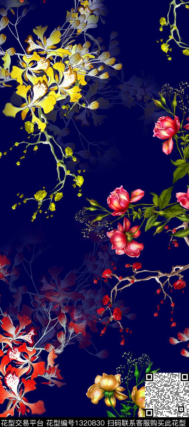 香云纱中国风真丝数码印花华亿平台下载（图片编号: 1320830） - 瓦栏（Walan）