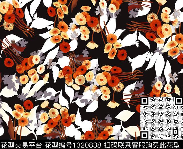 花卉满版散花大牌风数码印花华亿平台下载（图片编号: 1320838） - 瓦栏（Walan）