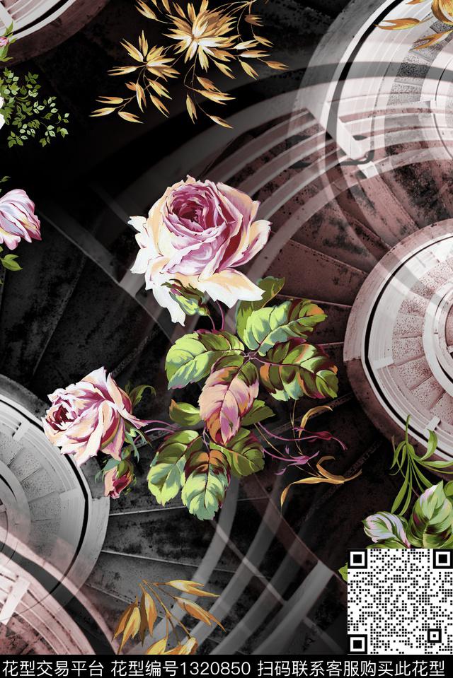 大牌风小碎花黑底花卉数码印花华亿平台下载（图片编号: 1320850） - 瓦栏（Walan）