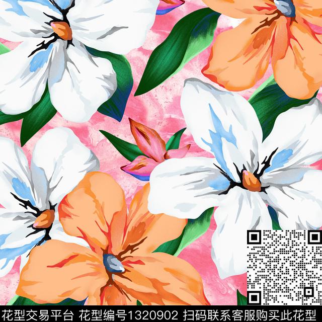 彩底花卉水彩数码华亿平台数码印花华亿平台下载（图片编号: 1320902） - 瓦栏（Walan）