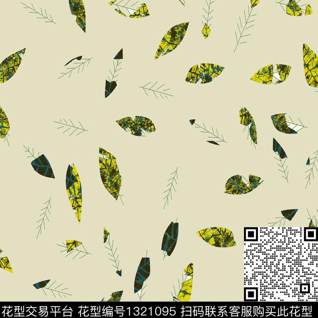 绿植树叶大牌风中国风数码印花华亿平台下载（图片编号: 1321095） - 瓦栏（Walan）