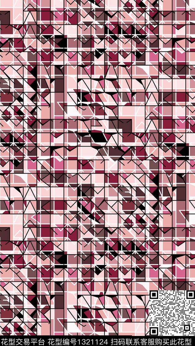 格子几何卡通数码印花华亿平台下载（图片编号: 1321124） - 瓦栏（Walan）