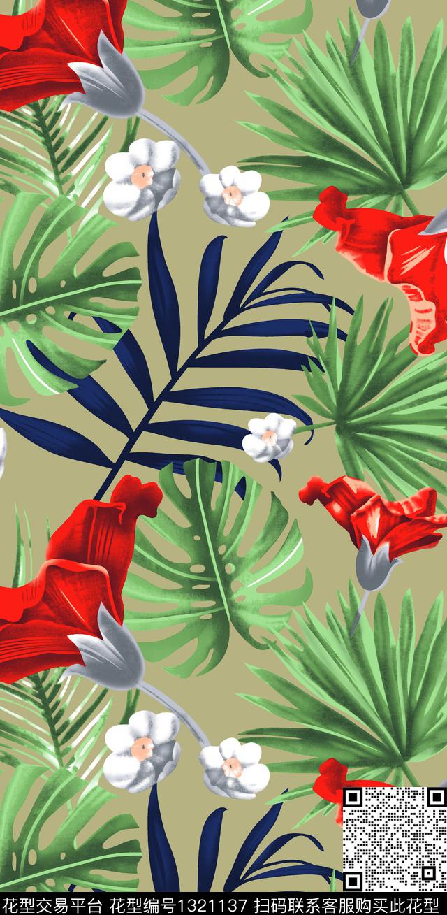 裤子传统纹样鲜花数码印花华亿平台下载（图片编号: 1321137） - 瓦栏（Walan）