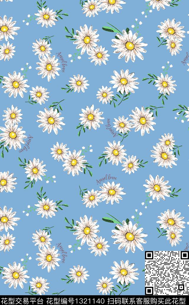 鲜花小雏菊小碎花数码印花华亿平台下载（图片编号: 1321140） - 瓦栏（Walan）