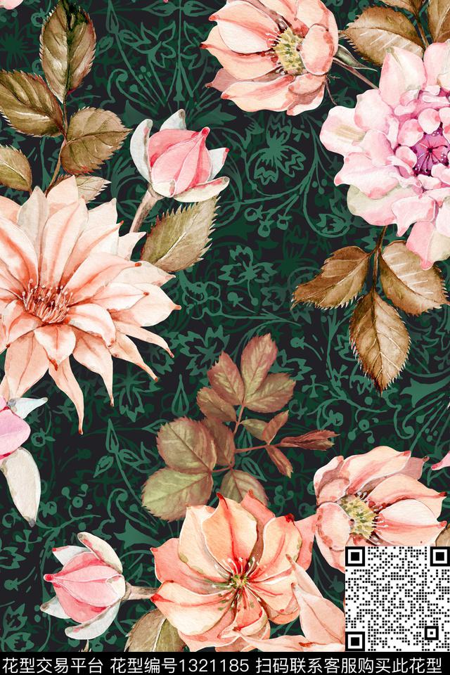 床品花卉满版散花数码印花华亿平台下载（图片编号: 1321185） - 瓦栏（Walan）