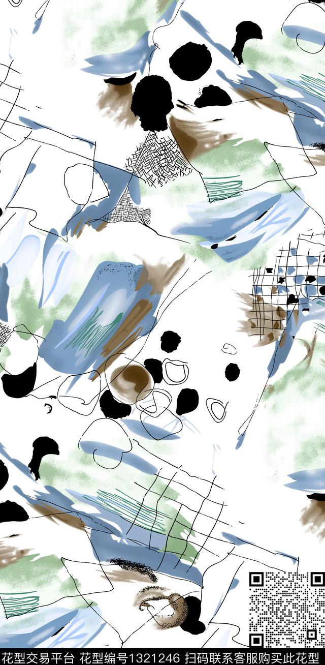 涂鸦几何抽象数码印花华亿平台下载（图片编号: 1321246） - 瓦栏（Walan）