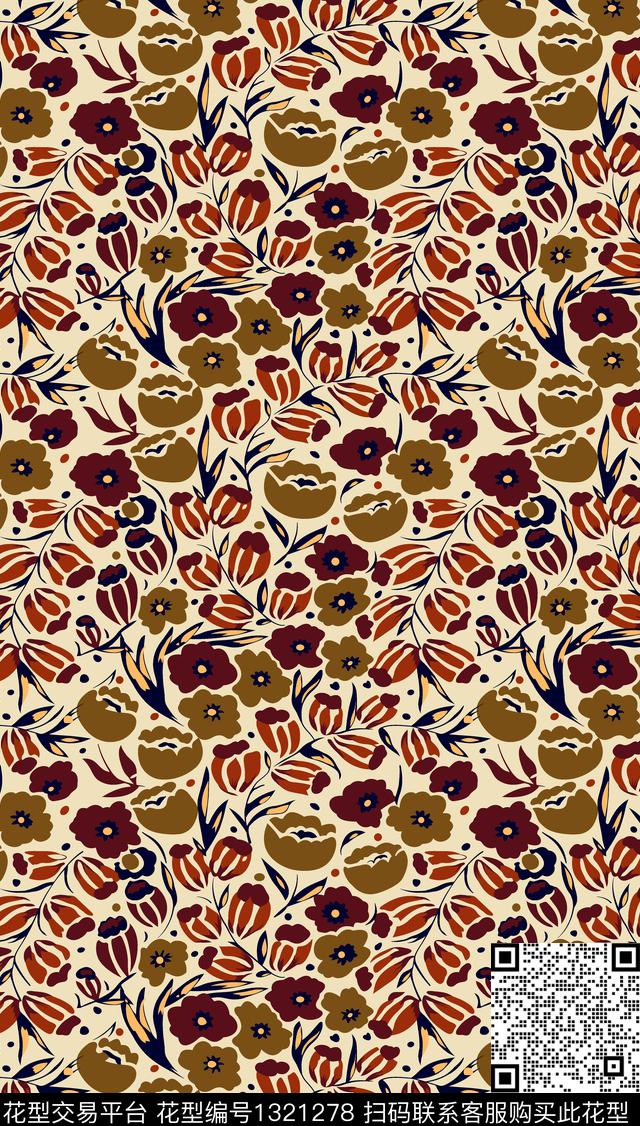 大牌风小碎花数码印花华亿平台下载（图片编号: 1321278） - 瓦栏（Walan）