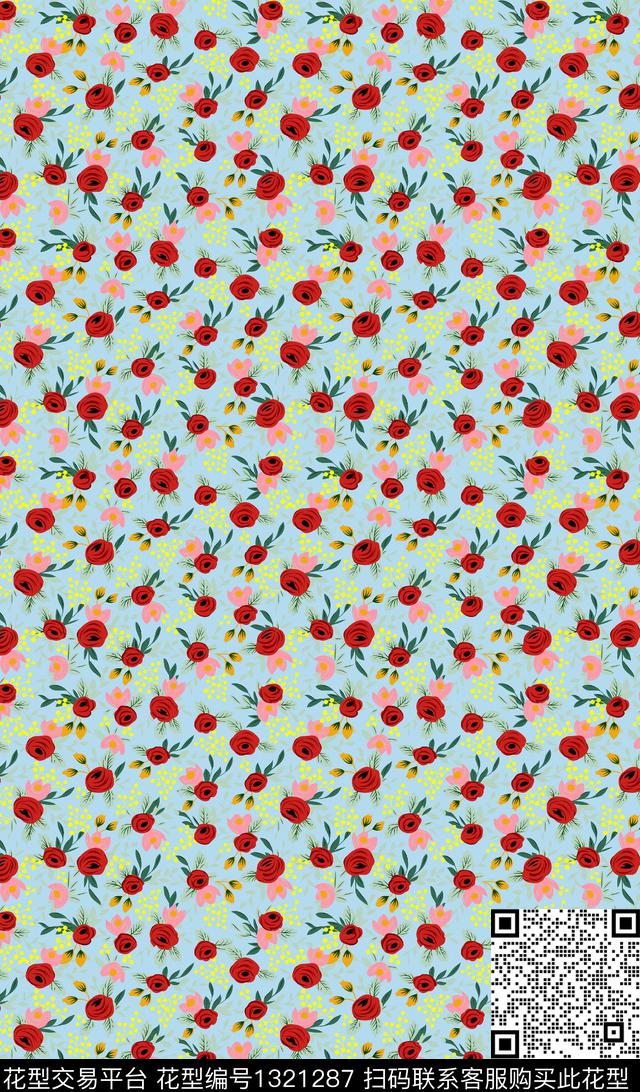 抽象小碎花数码印花华亿平台下载（图片编号: 1321287） - 瓦栏（Walan）