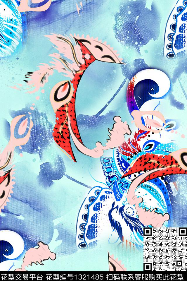 抽象花卉春夏华亿平台水彩花卉数码印花华亿平台下载（图片编号: 1321485） - 瓦栏（Walan）