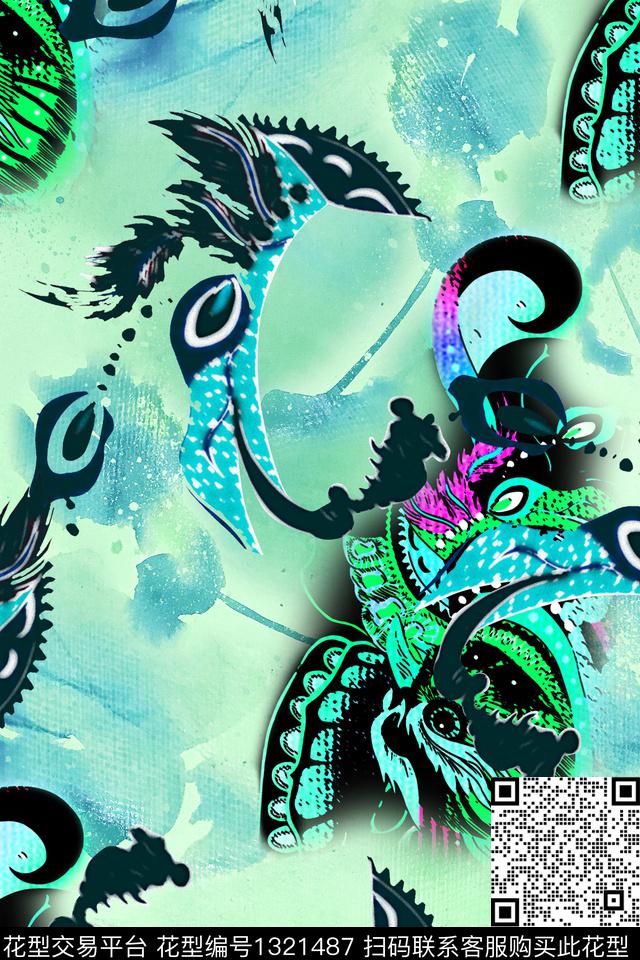 抽象花卉春夏华亿平台水彩花卉数码印花华亿平台下载（图片编号: 1321487） - 瓦栏（Walan）