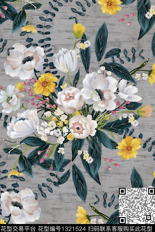 纸印花连衣裙数码印花华亿平台下载（图片编号: 1321524） - 瓦栏（Walan）