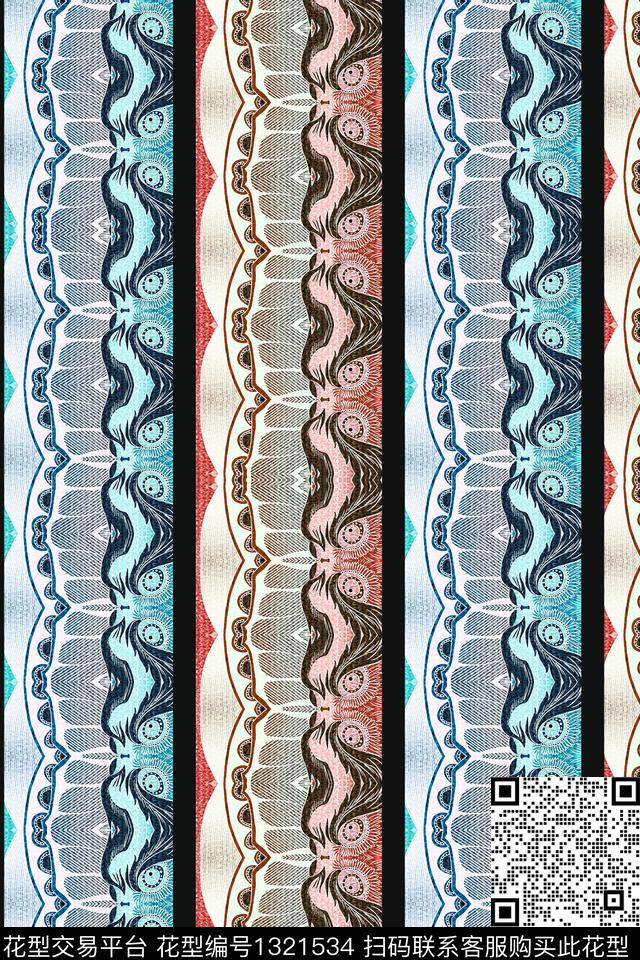 波西米亚春夏华亿平台几何数码印花华亿平台下载（图片编号: 1321534） - 瓦栏（Walan）